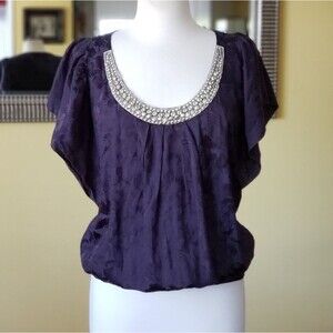 VELVET Embellished Short Sleeve Top Small